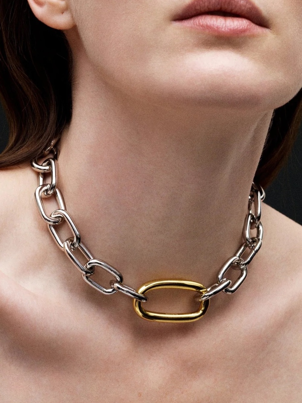 Machete Interchangeable Oval Link Necklace in Silver NEW NEVER WORN